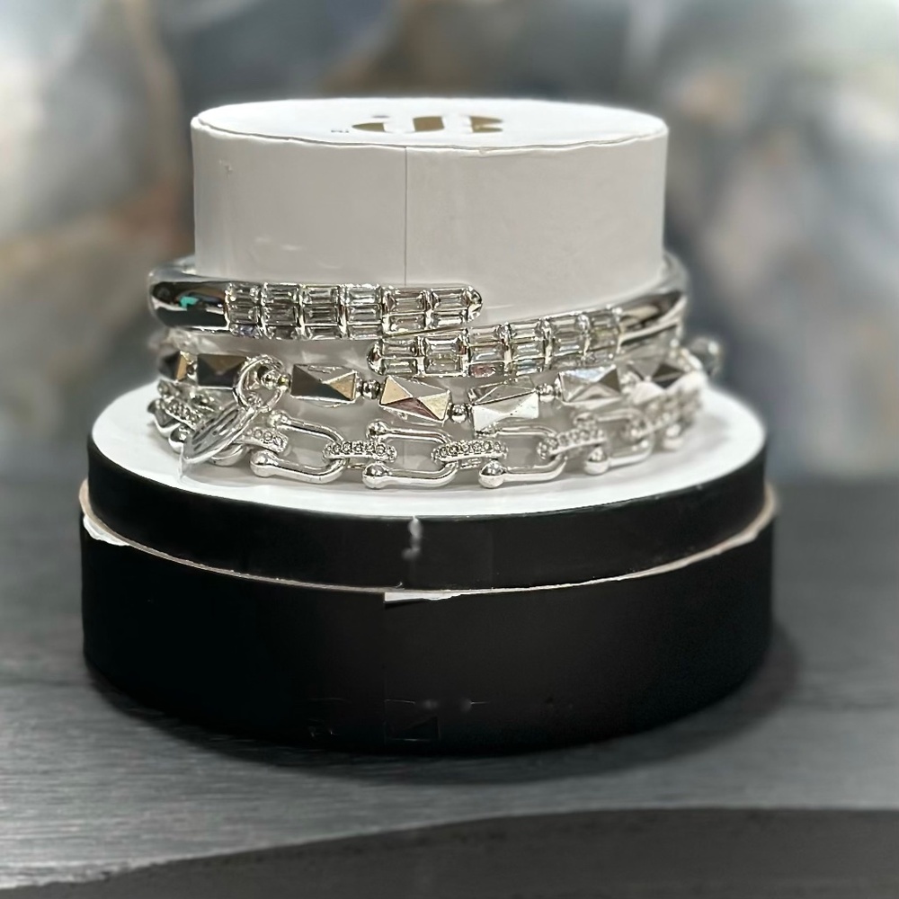 Stacking Trio Bracelets in Silver Plating